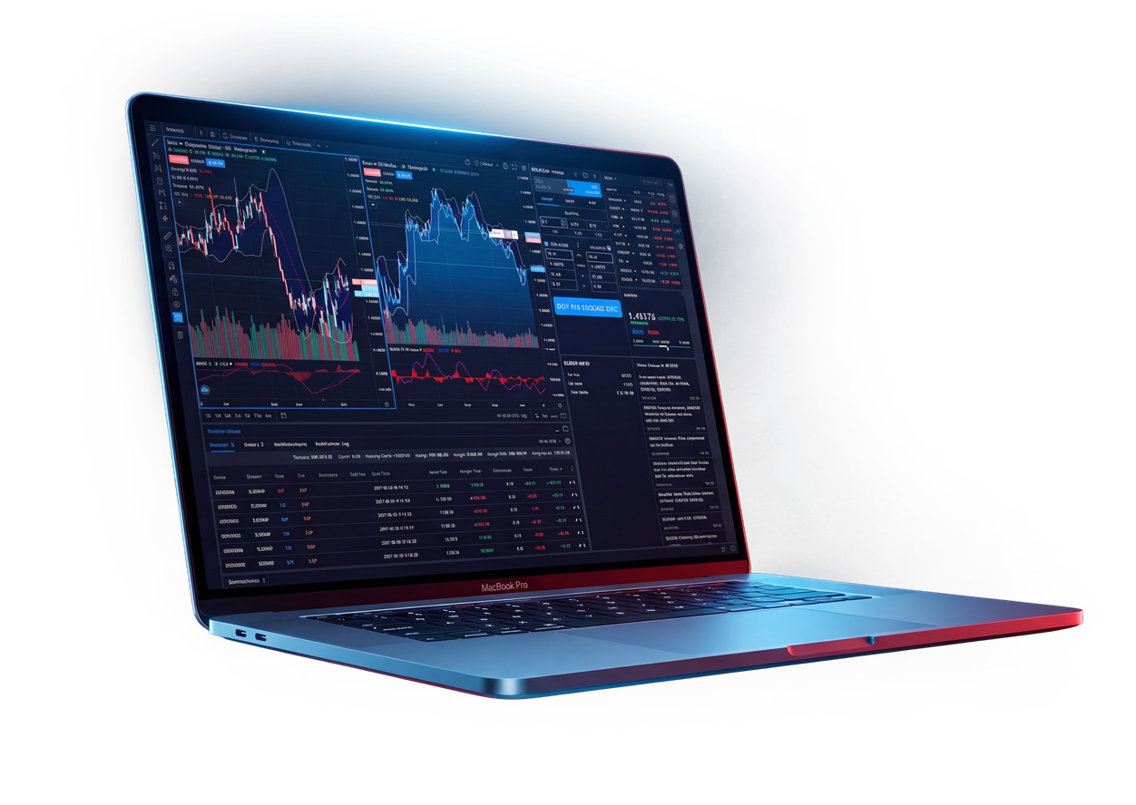 笔记本电脑上的 ProTrader 交易平台界面